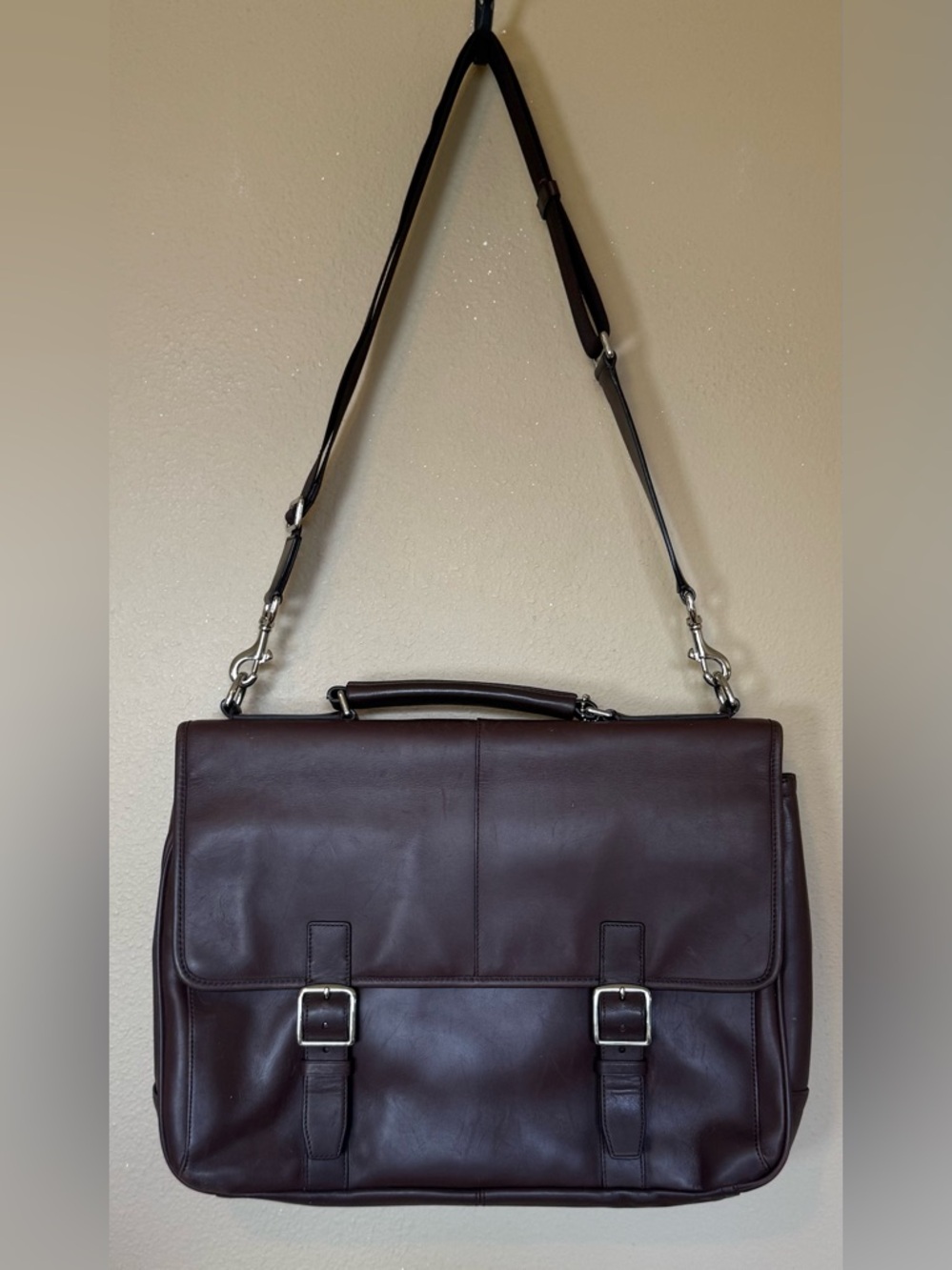 Vtg Coach Lexington Flap Top Brown Leather Laptop Briefcase Commuter Bag